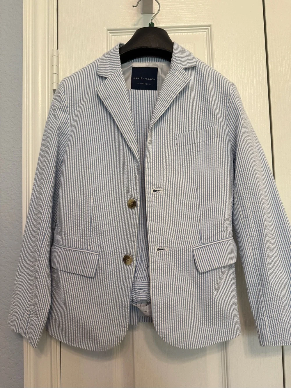Janie and Jack Blue White Seersucker Suit